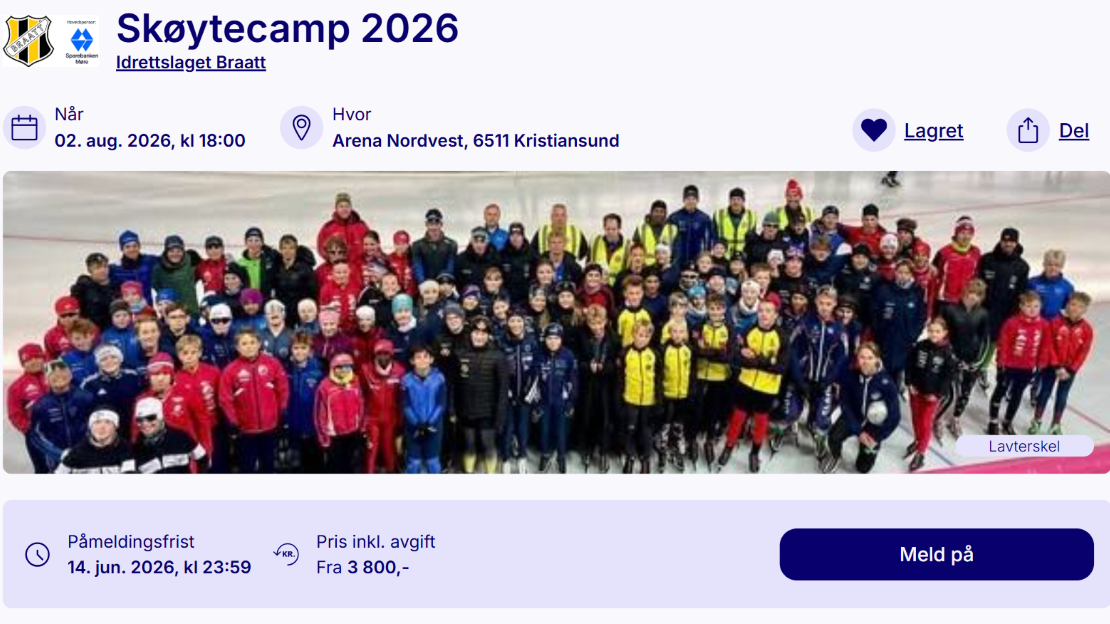 Påminnelse om Skøytecamp i Kristiansund!